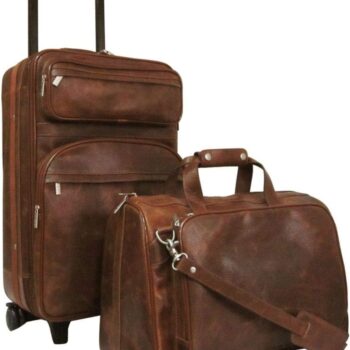 Waxy Brown Leather Two Piece Set Traveler
