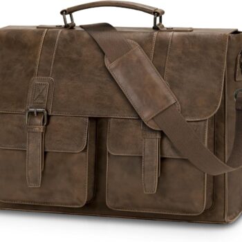 Leather Messenger Bag for Men 15.6 Inch Vintage Laptop Bag Waterproof Briefcases for Men Computer Bag Satchel for Work/Office