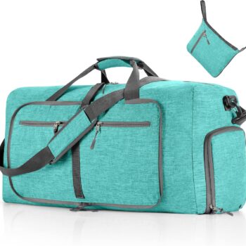 Travel Duffle Bag for Men, 65L 85L 115L Foldable Travel Duffel Bag with Shoes Compartment Overnight Bag for Men Women, G Mint Green, 65L, Lightweight
