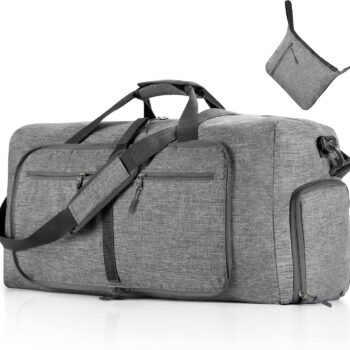 Travel Duffle Bag for Men, 65L 85L 115L Foldable Travel Duffel Bag with Shoes Compartment Overnight Bag for Men Women, A Gray, 65L, Foldable